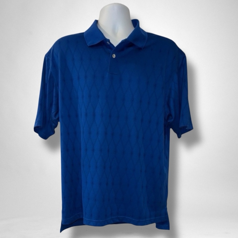 Vintage Adidas Climacool Golf Polo Shirt Blue Diamond Pattern Men’s L | Y2K 2008
